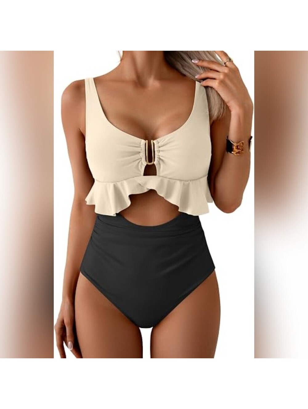 NWOT B2prity One Piece Tummy Control Cutout Tie Back Swimsuit, XL (16/18)